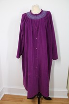 Vtg Vanity Fair XXL Purple Plush Snap Smocked House Dress Robe Dacron - £44.51 GBP