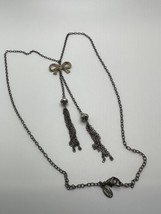 Vintage American Eagle Outfitters Bow Rhinestone Necklace 26&quot; - £15.46 GBP