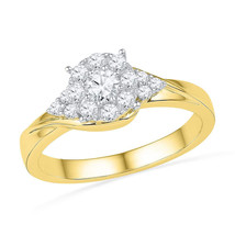 10k Yellow Gold Round Diamond Cluster Bridal Wedding Engagement Ring 1/2 Ctw - £562.18 GBP