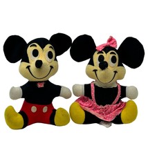 Walt Disney Mickey And Minnie Mouse Plush Stuffed Animal 7&quot; Vintage 70s - £15.02 GBP