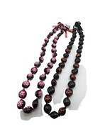 Kukui Nut Black Pink Red Lot 2 Beaded Necklaces Hawaiian Graduation Wedd... - £11.68 GBP