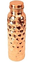 Pure Copper Bottle Hammered Engraved &amp; Antique Design No Joint 1 Liter - £23.39 GBP