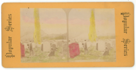 c1900&#39;s Stereoview Card Men Looking At The Round Tower in Glendalough Ir... - £14.49 GBP
