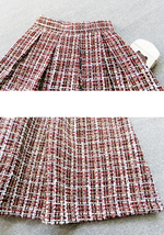 A-line Winter Burgundy Tweed Skirt Outfit Women Plus Size Midi Skirt image 5