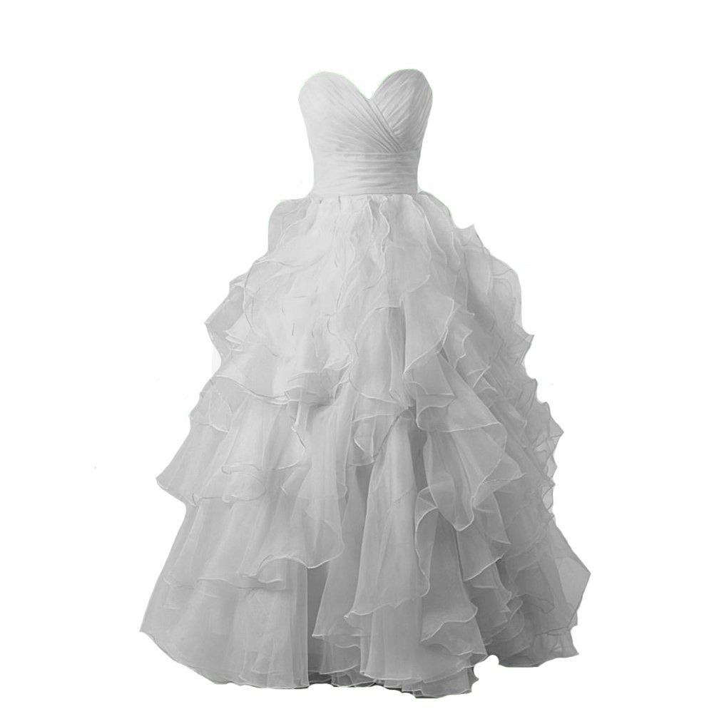 Kivary Women's Sweetheart Organza Ruffles Ball Gown Prom Quinceanera Sweet 16 Fo
