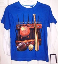 NWT Mad Engine Boy&#39;s LS &quot;Choose Your Weapon&quot; Blue Sports T-Shirt, 5/6 - $10.99
