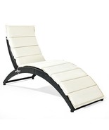 Foldable Patio Lounge Chair with Cushion-Beige - $160.00