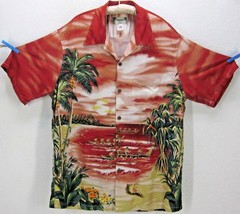 Kamehameha Men Vintage Xl Rayon Outrigger Paradise Aloha Hawaiian Shirt Made Usa - £94.09 GBP