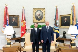 President Donald Trump and Emmanuel Macron of France in Oval Office Photo Print - $8.81+