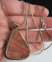 STERLING SILVER and CORK pendant wood DESIGNER necklace ESTATE SALE - $36.99