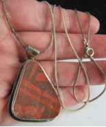 STERLING SILVER and CORK pendant wood DESIGNER necklace ESTATE SALE - $35.52