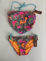 Arizona Womans 2 pc Bikini Pink/Orange Padded Size Small Bottom/Medium Top  - $18.54