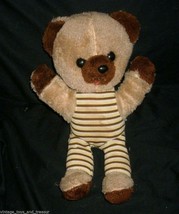 12&quot; Vintage Brown Tan Teddy Bear Stuffed Animal Fair Plush Toy Yellow Stripes - £26.03 GBP