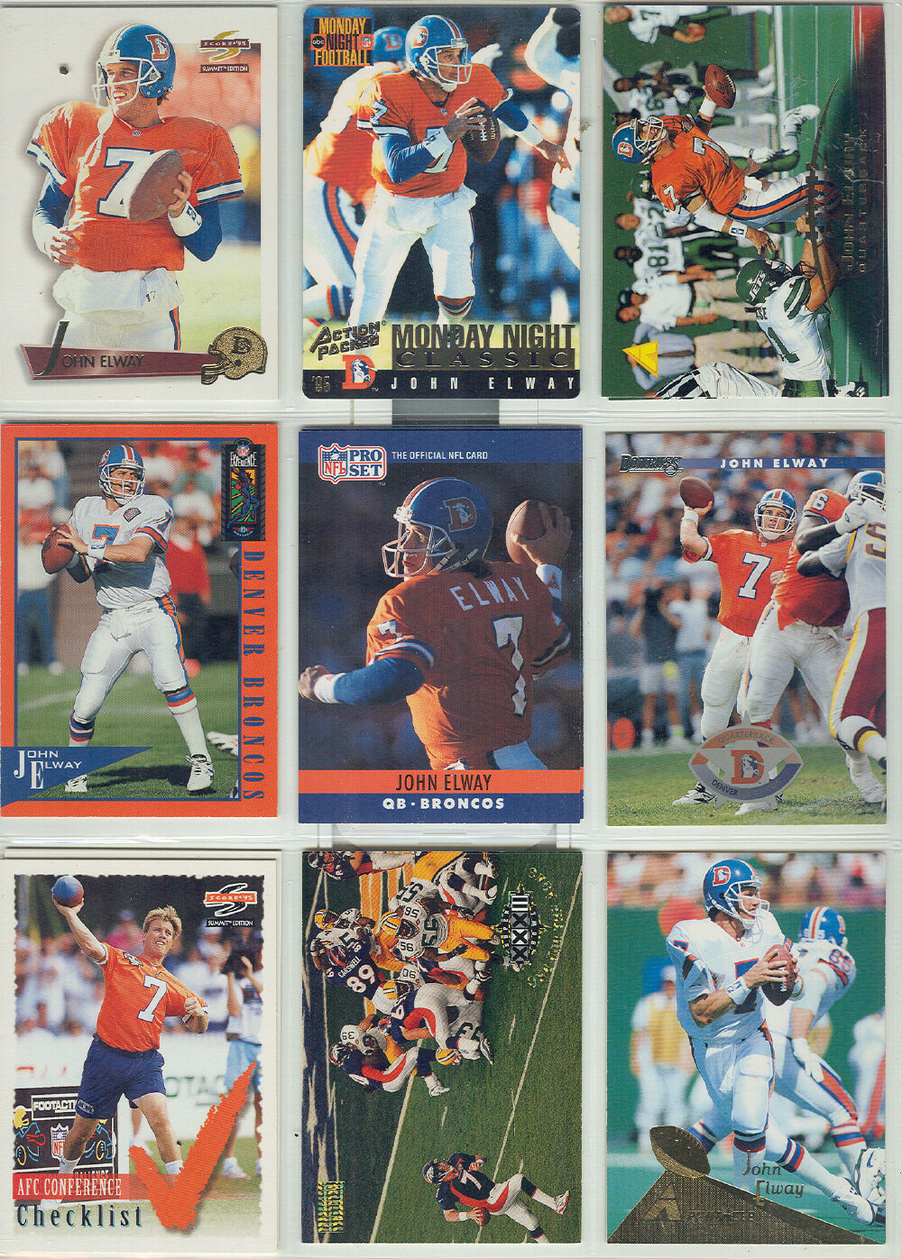 JOHN ELWAY  DENVER  BRONCOS     9 FOOTBALL CARDS   ! - $1.75