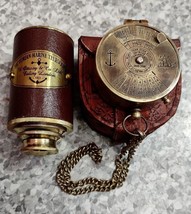 Antique Handmade Nautical Brass 100 Year Calendar Compass Vintage &amp; telescope - £37.20 GBP