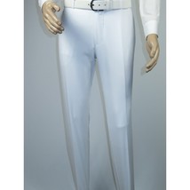 Men's MONO Turkey Slacks Wool Blend Plain Front Slim Fit 2534-10 White image 2