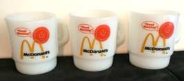 3 vintage McDonalds coffee mugs by Anchor stackable coffee mugs white USA made - £15.54 GBP