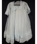 Shadowline Nightgown Robe Set Size Small Light Pastel Blue Floral Lace V... - $1,462.51 MXN