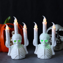 Halloween Skull Candlestick Lamp LED Electronic Candle Light - £5.87 GBP