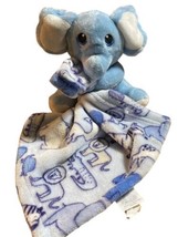 Little Beginnings Lovey Blue Elephant Security Blanket Safari Animal Print - £8.48 GBP