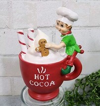 Gingerbread Christmas Hot Cocoa Elf Resin Figurine 6&quot; Tiered Tray Decor ... - $16.99