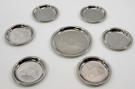 AP) Set of 7 Vintage Stainless Steel Silver Coasters 6 Small and 1 Large - £11.89 GBP