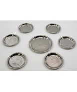 AP) Set of 7 Vintage Stainless Steel Silver Coasters 6 Small and 1 Large - £11.67 GBP