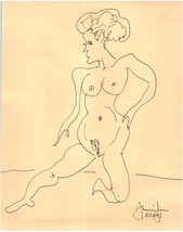Bolígrafo Dibujo Papel Desnudo Mujer Estudio por Known Artista - £79.90 GBP