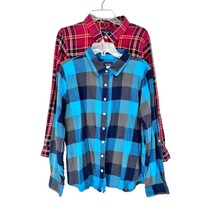 Basic Editions Set of 2 Flannel Shirts Men&#39;s XL Red and Blue Button Front LS - £15.00 GBP