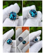 Natural Arizona Turquoise Spiderweb Firus With Silver Goat Claw Ring - $172.20