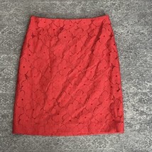 Ann Taylor Women’s Size 10 Floral Lace Lined Skirt Coral Orange Midi - $14.84