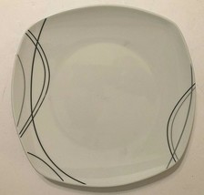 Tabletops Gallery Alec 10&quot; Square White Black Line Porcelain Dinner Plate - $6.96