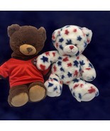 BUILD A BEAR BLUE AND RED STAR PATRIOTIC &amp; Brown Bear PLUSH lot of 2 BAB - $19.79