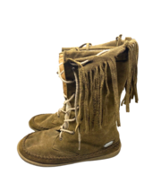 Woolrich Suede Fringe Boots Booties 10 Womens Pocono Creek Tan Light Brown - $46.39