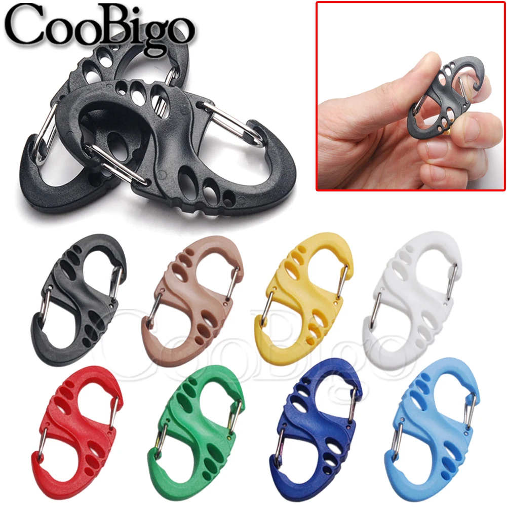 10pcs Carabiner S Shape Snap Hook Buckle for Keychain Key Ring Outdoor Camping - £7.51 GBP