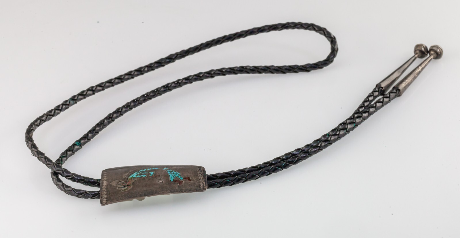Silver 925 Southwestern/Native American Kokopelli Bolo Tie Turquoise & Coral 39" Item image 3