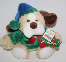 Goffa Publix Dog 8&quot; Christmas Plush Soft Toy Santa Hat Stocking Stuffed New Tags - £13.96 GBP