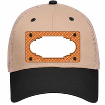 Orange White Quatrefoil Center Scallop Novelty Khaki Mesh License Plate Hat - £23.16 GBP