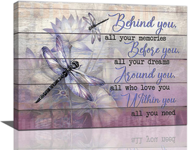 Purple Dragonfly Wall Art Inspirational Quotes Wall Decor Farmhouse Canvas Print - £29.39 GBP