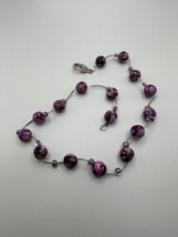 18 inch Silver and Purple Bead Necklace - £11.07 GBP