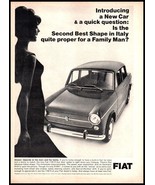 1966 Fiat 1100 R Sedan Vintage Print Ad Second Best Shape in Italy Wall Art - $10.97