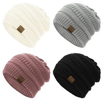 Beanies Women 4 Pack Knit Warm Thick Slouchy Beanies Hat Winter Snow Hats Caps B - £28.11 GBP