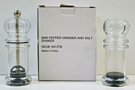 Clear Mini Salt Shaker and Pepper Mill Grinder 4” Tall New In Box! - $14.95