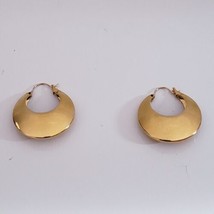 Monet Hoop Pierced Earrings Warm Gold Tone Chunky Crescent Boho Signed-Vintage - £23.26 GBP