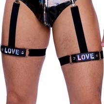 Light Up Leg Wraps Straps LOVE Print Clip On Garters D Rings Pride Rave ... - $39.99