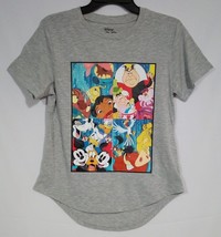Disney 100 Juniors Character Print Graphic T-shirt Gray Size M (7-9) - £16.07 GBP