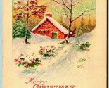 Merry Christmas To You Cabin Scene in Winter 1930 DB Postcard I7 - $3.91