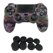 Silicone Grip Purple Camo Shell Non Slip + (8) Thumb Caps For PS4 Controller - £7.29 GBP