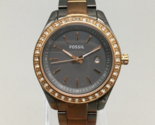 Fossil Stella Watch Women 31mm Gunmetal Rose Gold Tone Date New Battery ... - $34.64