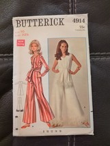 Vtg 60s Butterick 4914 Mod Jumpsuit Pantsuit w/ Pockets Sewing Pattern S... - $23.74